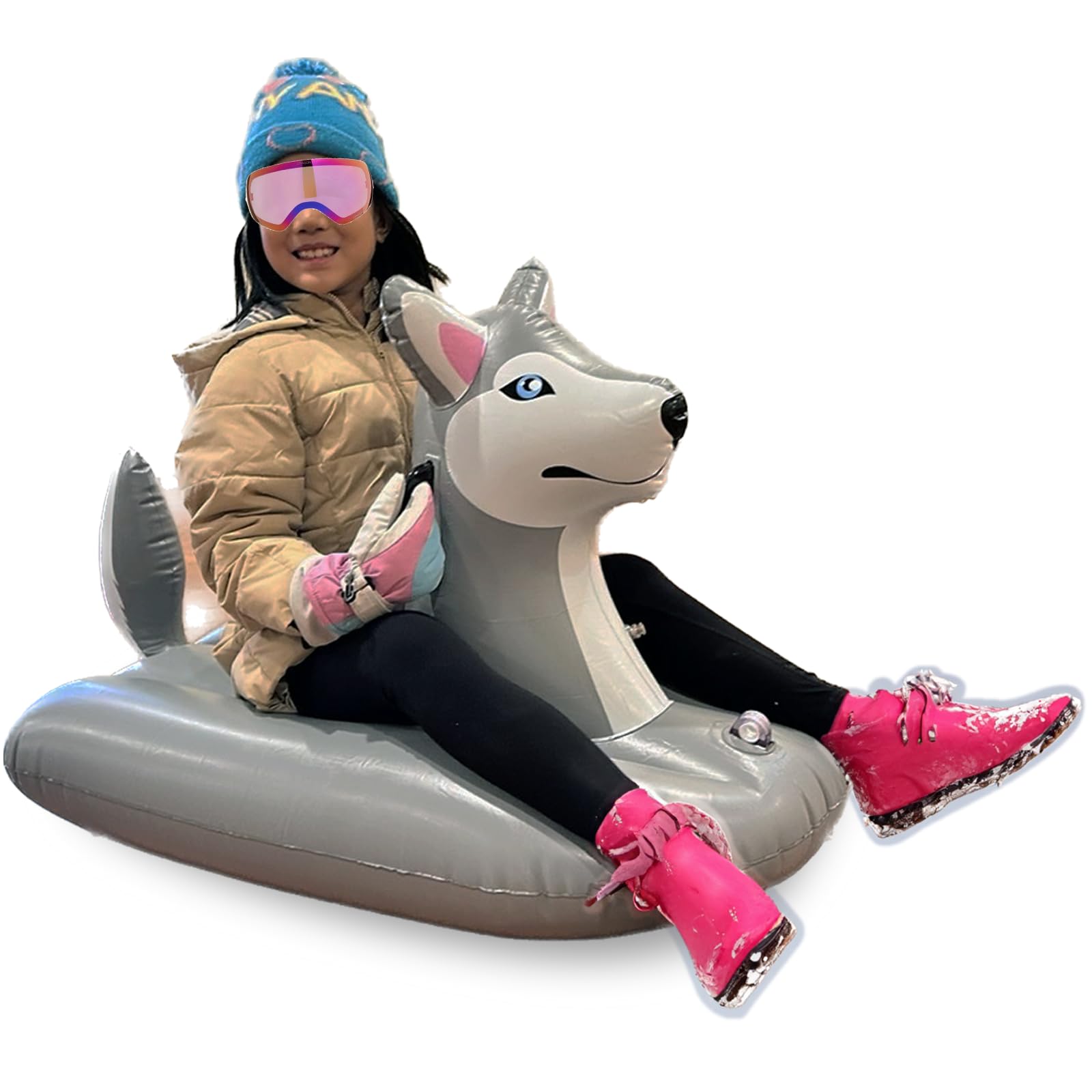 Jet Creations Husky Inflatable Snow Grass Sled Pool Float for Kids and Adults, 38 inch Long 2 Handles, Summer Winter Outdoor Sports Family Fun. Weight 200 lbs, 1 pc