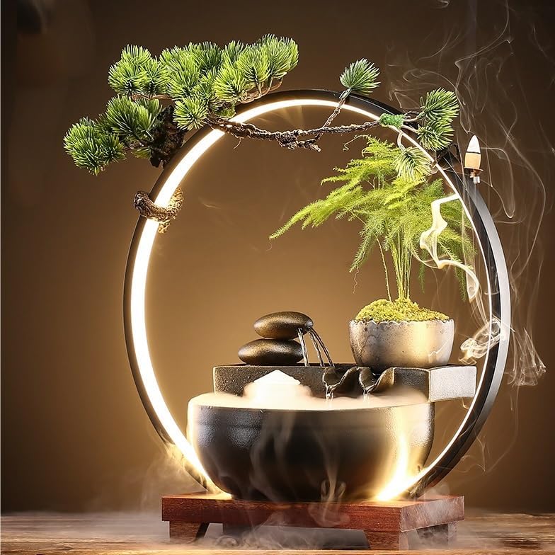 Small Indoor Fountains Tabletop Fountain Water Ornaments Creative Home Porch Living Room Desktop Office Circulating Water Fountain Desktop Fountains for Home