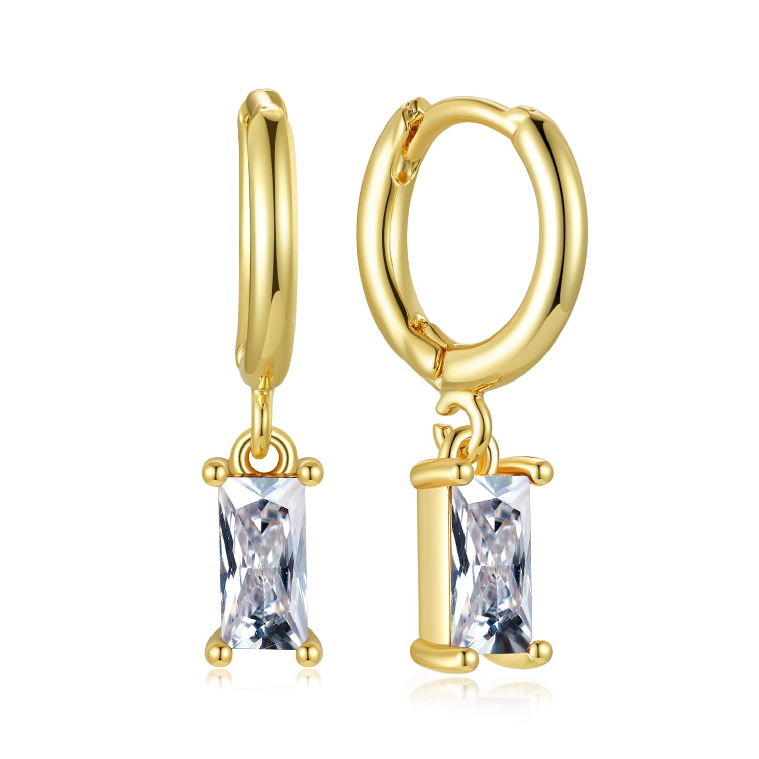 Emerald Green Earrings 14K Gold Plated S925 Sterling Silver Post Hypoallergenic Lightweight Green Drop Dangle Huggie Earrings for Women Girls Jewelry Gifts