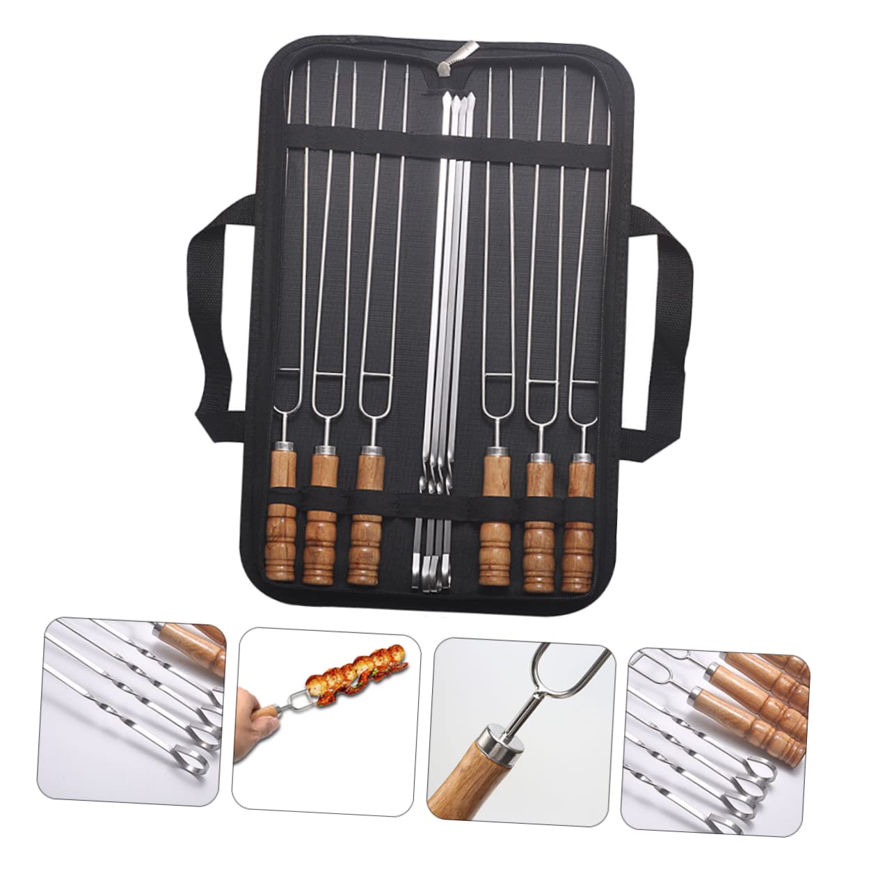 ibasenice Spiedini in Inossidabile per Barbecue 10 Pezzi Spiedini Lunghi per Grigliate Utensili Resistenti e Sicuri per Kebab e Carne
