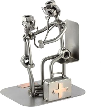Steelman24 Pediatrician Sculpture Nuts and Bolts Handmade Ornaments Made in Germany Metal Figurine
