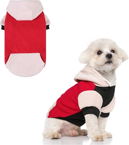 Miniatura 1 de BEAUTYZOO Sudadera con capucha de forro polar para perro con bolsillo y agujero para la correa, ropa elástica para perros pequeños, medianos y