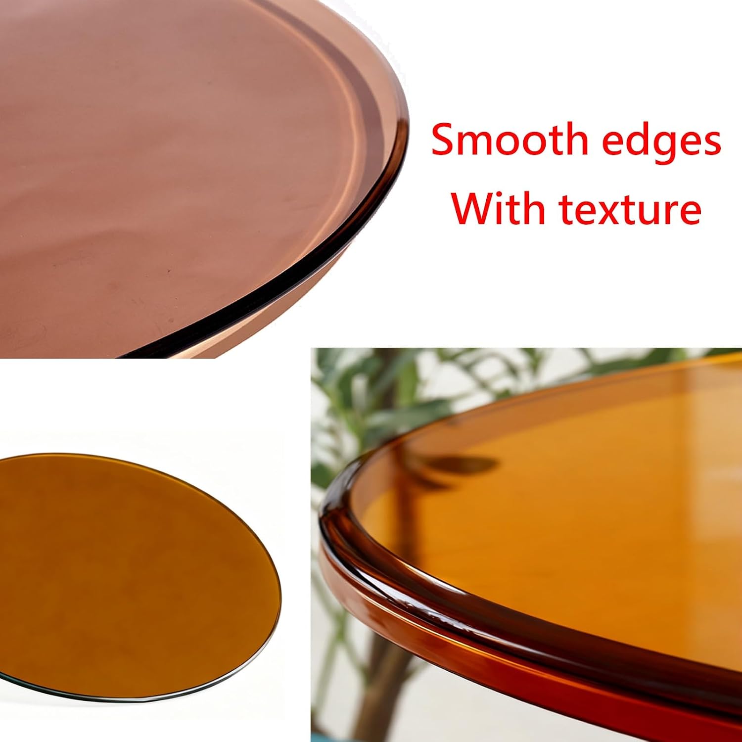 Tea-Colored Tempered Glass, Round Glass Table Top, Thick Pencil Polish Edge, for Table, Patio, Coffee and End Table.40CM,50CM,60CM,70CM,80CM,90CM(78CM(30.7IN))
