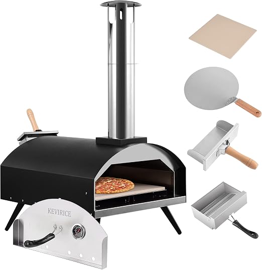 Amazon.com: Pellets de madera para horno de pizza al aire libre, horno de  pizza portátil con piedra de pizza y cáscara, acero inoxidable para cocinar  al aire libre en el patio trasero :