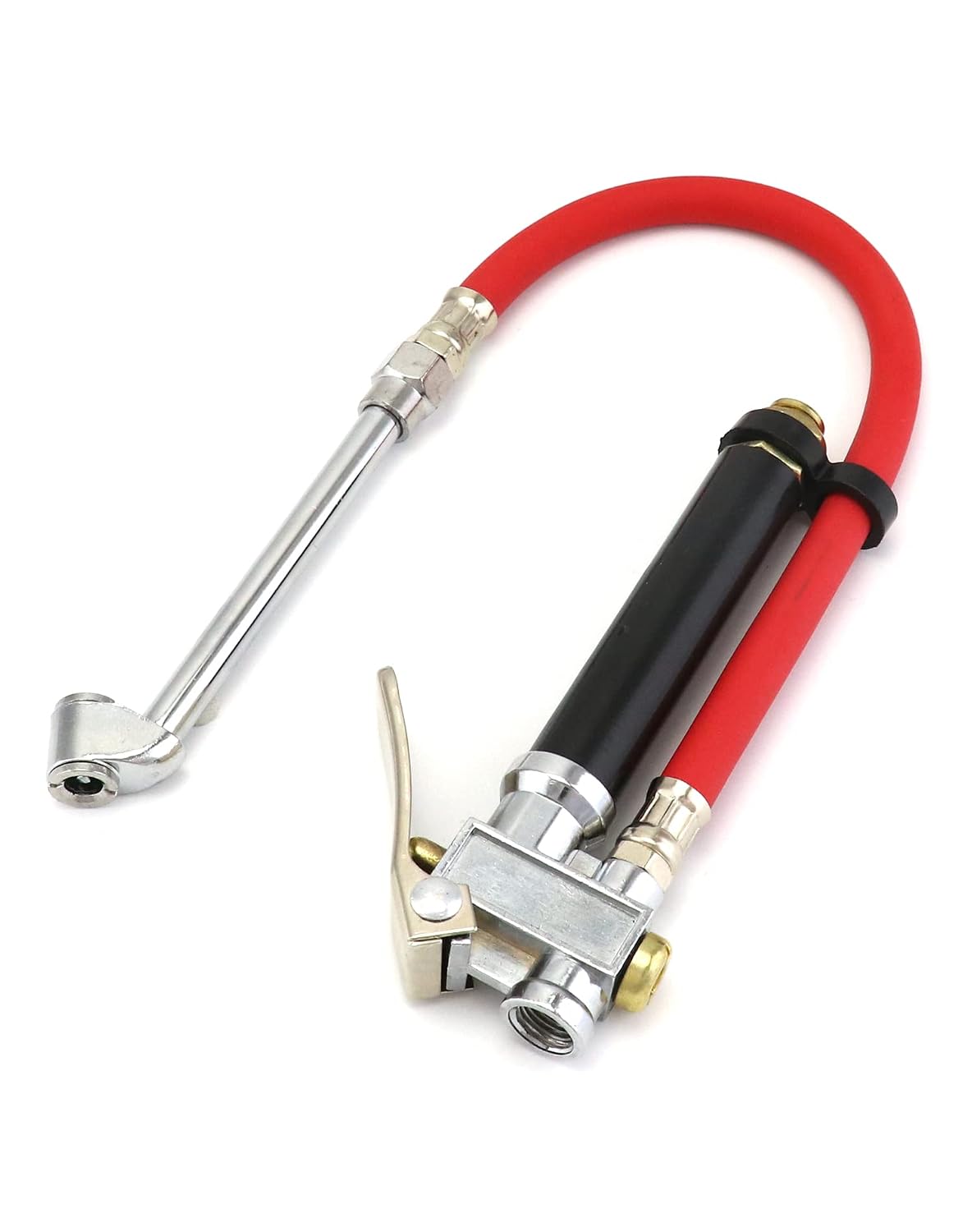 QWORK Dual Head Pressure Gauge Inflator with Heavy-Duty Rubber Hose and 120 PSI Capacity
