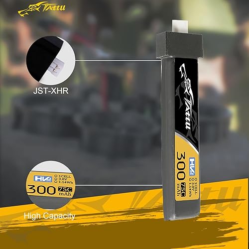 Miniatura 4 de TATTU 300mAh 3.8V Alto Voltaje 75C 1S1P Lipo Batería con BT 2.0 Plug (5pcs)