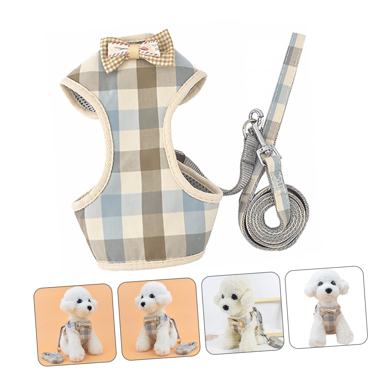 Didiseaon 3pezzi Pettorina Per Cani e Gatti Con Guinzaglio Costume Elegante Per Animali Domestici Materiale Traspirante e Resistente Adatta Per Passeggiate e Occasioni Speciali e Quadretti