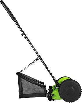 Manual Lawn Mower, 12-Inch 5-Blade Adjustable Height Push Walk Behind Reel Lawn Mower with 23L Removable Grass Catcher for Garden, Yard Green - 12 Inch