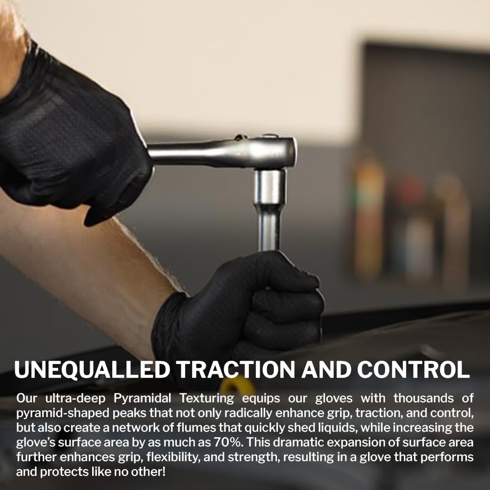 PermaSafe HD Black Disposable Nitrile Industrial Gloves, 6+ Mil, Latex-Free, Raised Textured, Mechanics, Medical, Food, More - Image 5