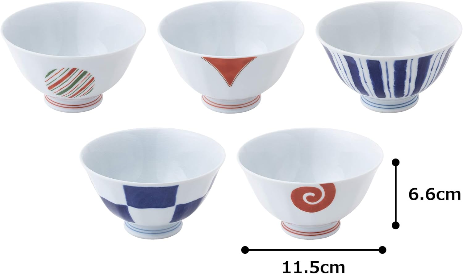 Saikai Pottery Hasami Ware Rice Bowl, Modern Dyed Nishiki 11.5 cm Diameter, 5 Patterns, Dinnerware Set, Scissors, Tableware, Rice Bowl, Small, Lightweight, Gift, Wedding Gift, Mother's Day, Japanese