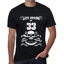 Men's Graphic T-Shirt Life Begins at 33 33rd Birthday Anniversary 33 Year Old Gift 1991 Vintage Eco-Friendly