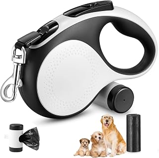 Furco Retractable Dog Leash 16Ft Durable Dog Walking Leash Suits for Large Breed Dogs or Cats with Removable Dispenser and Poop Bags Heavy Duty No Tangle Rope Pet Walking (Medium (Upto 30Kgs.))