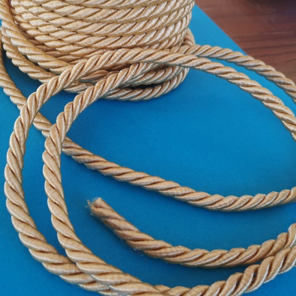 PIZZITALIANI Passamaneria decorativa - Cordone Intrecciato 8mm x 20m, GIALLO – Corda Decorativa flessibile, Cordoncino per decorazioni e Artigianato, Made in Italy