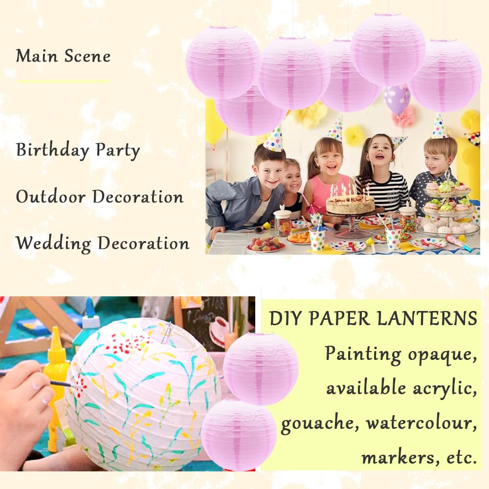 Lot 6 Lanternes En Papier Rondes Orange 30,5 Cm - Décoration Suspendue Anniversaire Mariage Noël