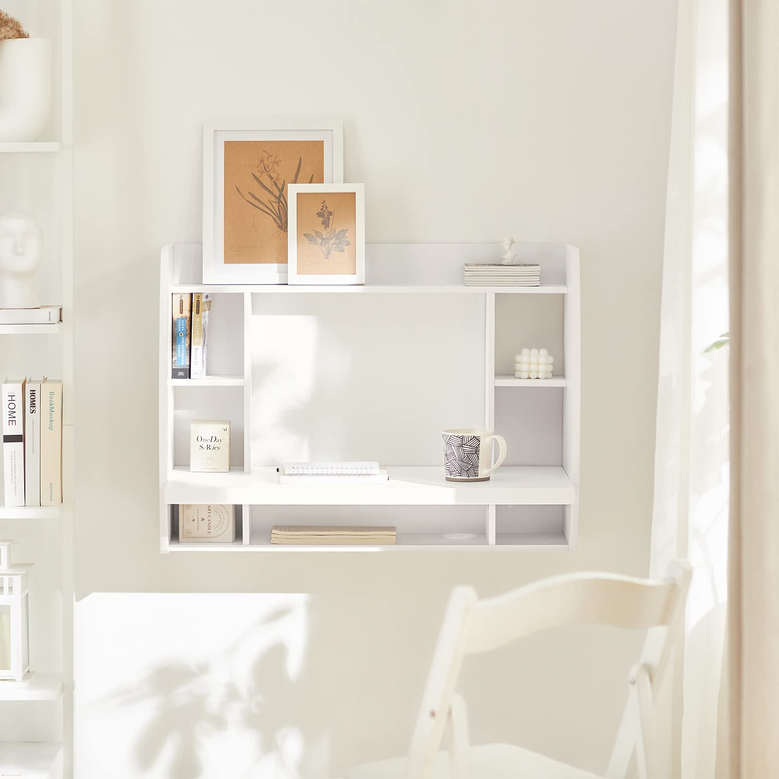 Haotian FWT18-W, White Home Office Table Desk Workstation Computer Desk with Storage Shelves, Trestle Desk