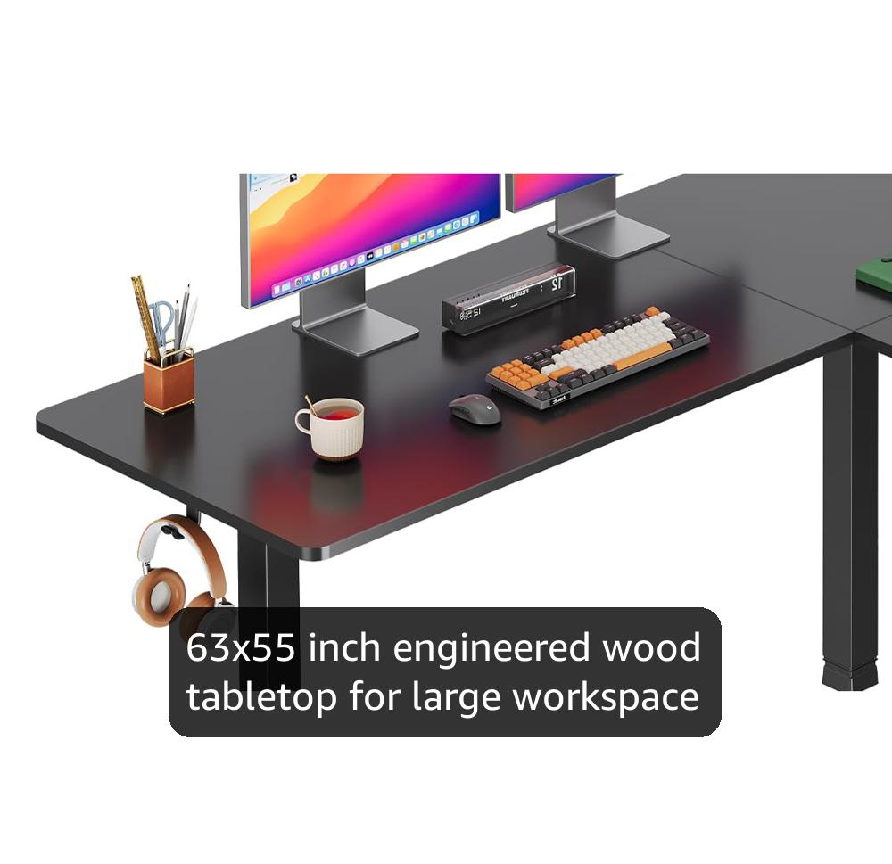 Amazon.com: DEVAISE 63 Inch L Shaped Electric Standing Desk, 3