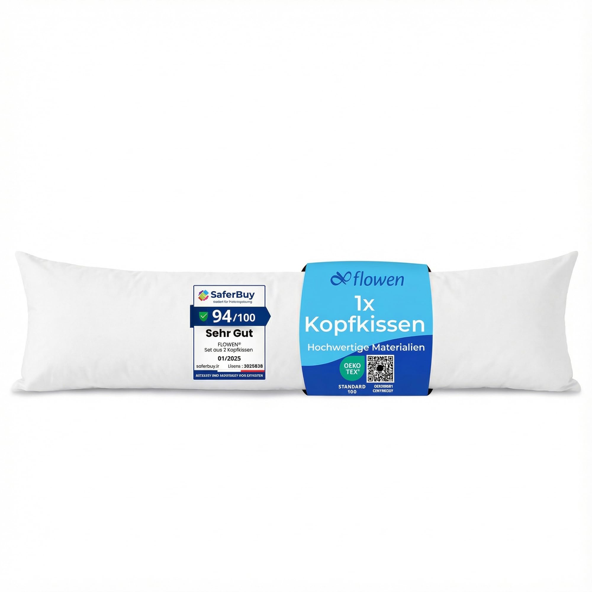 Flowen Seitenschläferkissen 40 x 145 cm Langes Kissen für Seitenschläfer Body Pillow 40x145 mit Mikrofaser-Füllung Hypoallergene Anti-Milben WeicheKopfkissenbezug 100% Polyester