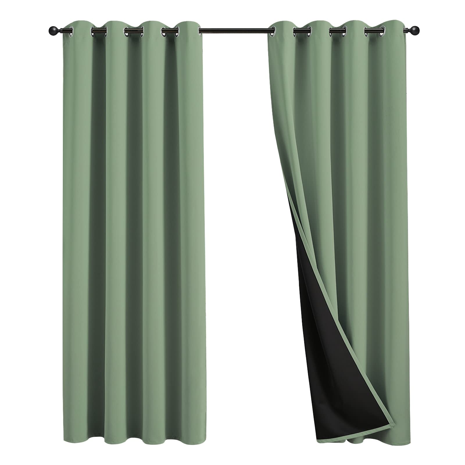 JSFLY 100% Blackout Curtains 84 inch Length for Bedroom, Thick Noise Reduction Thermal Insulated Grommet Window Drapes Room Darkening Curtains for