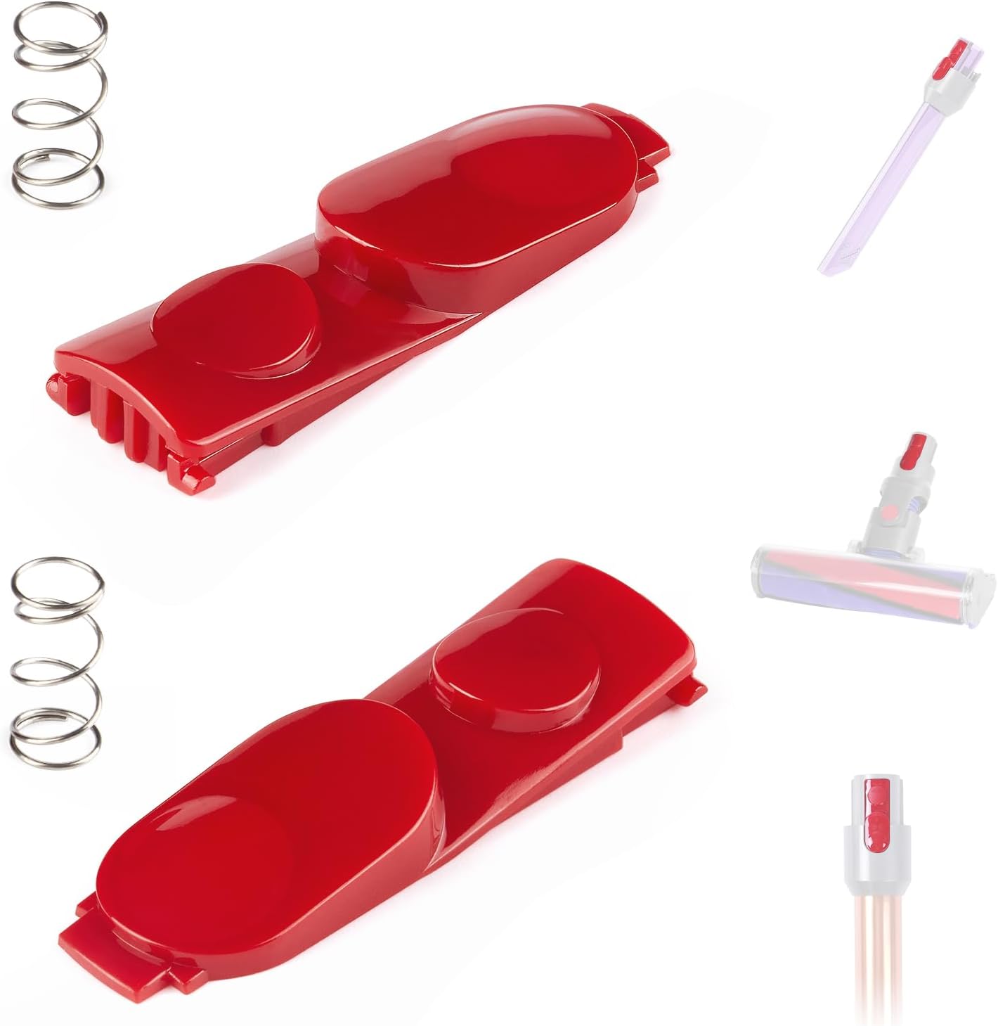 2 Pack Wand Tube/Cleaner Head Clip Latch Tab Button Compatible with Dyson V7 V8 V10 V11 V15 Vacuum Cleaner, Wand Replacement/Illumination Tool Button with Spring