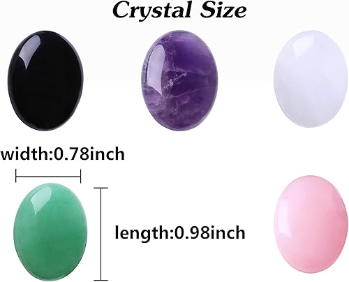Miniatura 7 de LAIDANLA Juego de 5 piezas de cristal de piedra triturada de amatista y piedras curativas ovaladas de palmera, piedras preciosas naturales a granel,