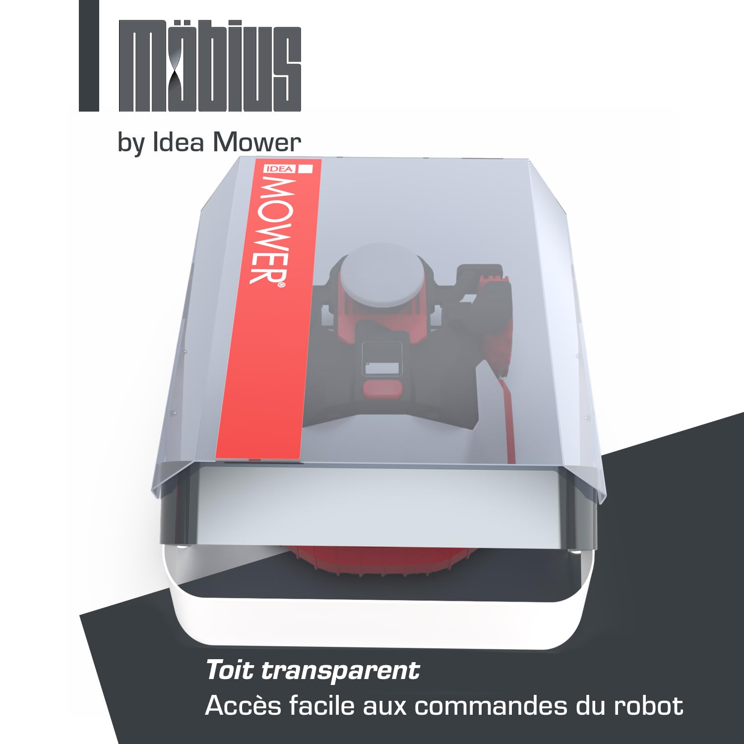 Mobius Garage pour robot tondeuse compatible avec Kress RTKn pour pelouses de plus de 10 000 m² - Protection avec toit transparent - Accès au clavier UV - Installation indépendante