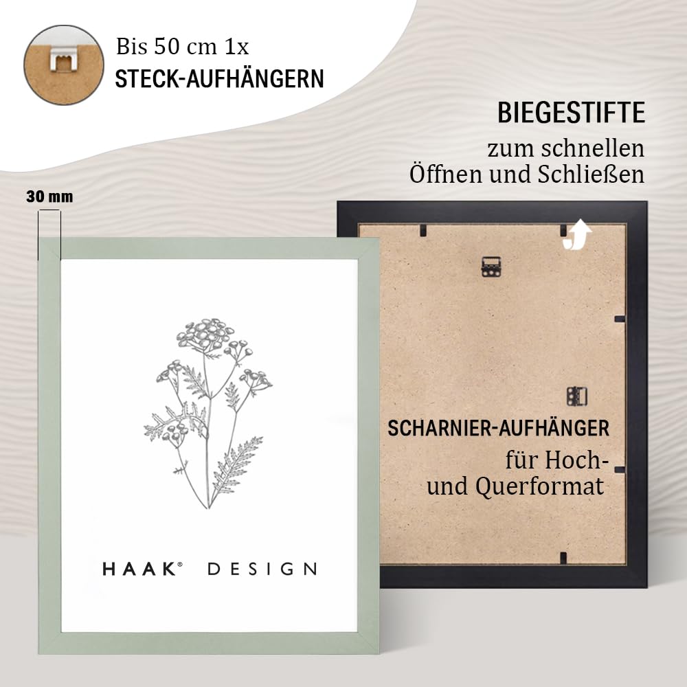 Haak Bilderrahmen modern stabil Miko Pastellgrün Pastell 70 X 100 cm Rahmen für Bilder Urkunden Poster Puzzle Pastell Farben