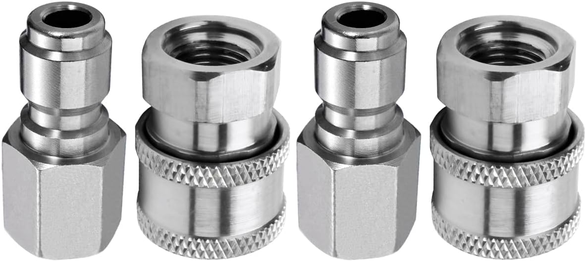 beduan Pressure Washer Fitting Stainless Steel 3/8 NPT Male&Female Quick Connector Coupler Socket Adapter with QC Plug 5000 PSI (Pack of 8)