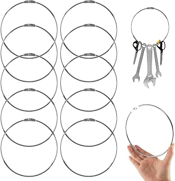 10 Pack 6 Inch Loose Leaf Binder Rings, Nickel Plated Book Rings for Index Cards, Keychains, DIY Crafts, Office, School,Home 10