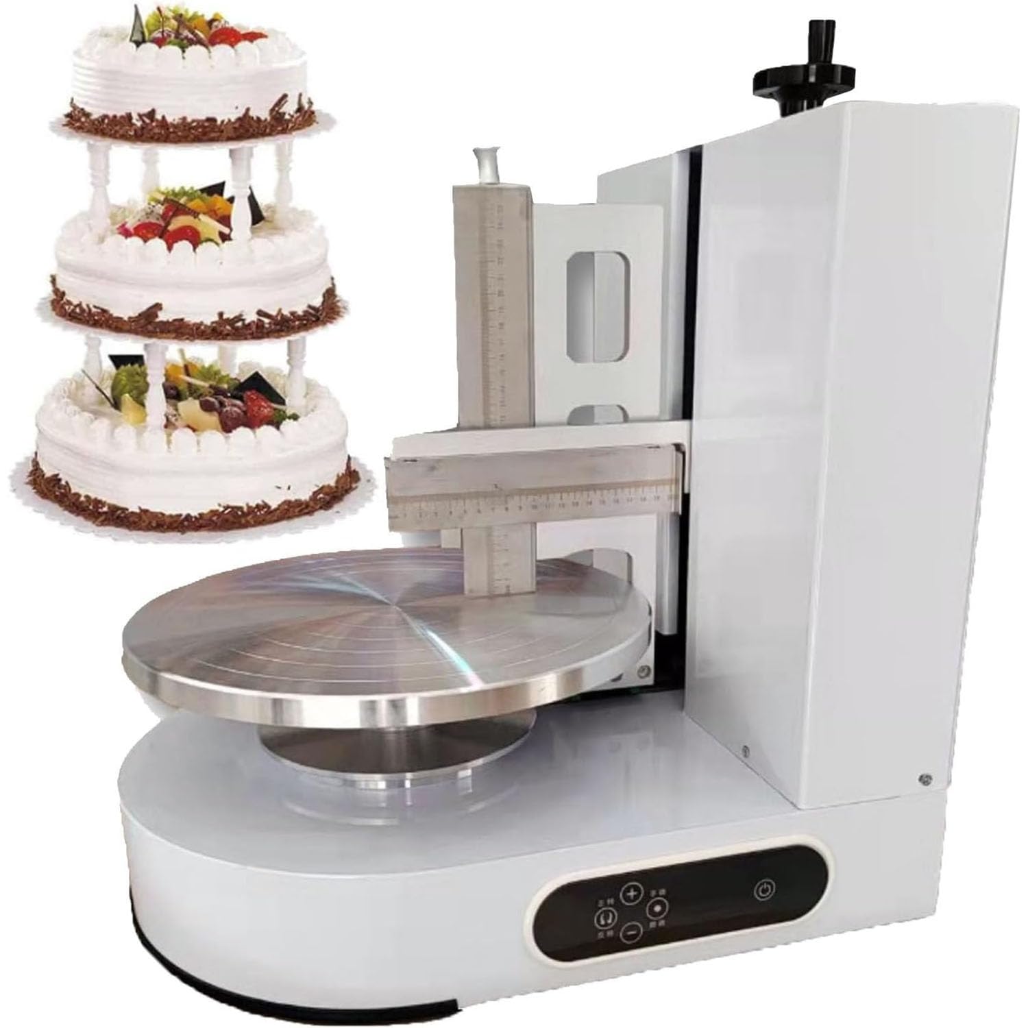 Macchina Elettrica per Glassa per Torte, Macchina Automatica per Spalmare La Crema per Torte con Piatto Girevole, velocità del Piatto Girevole 0-200 Giri/min, Diametro del Piatto Girevole 35 Cm