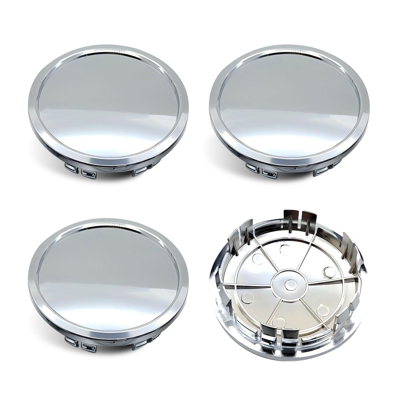 4 PCS Car Tire Hub Center Decorative Cover, 75 mm x 20 mm ABS Plastic Integrated Snap-on Hub Cover, Quick Installation Accessories, Fits for The New Version of Mercedes-Benz B75 (Silver)