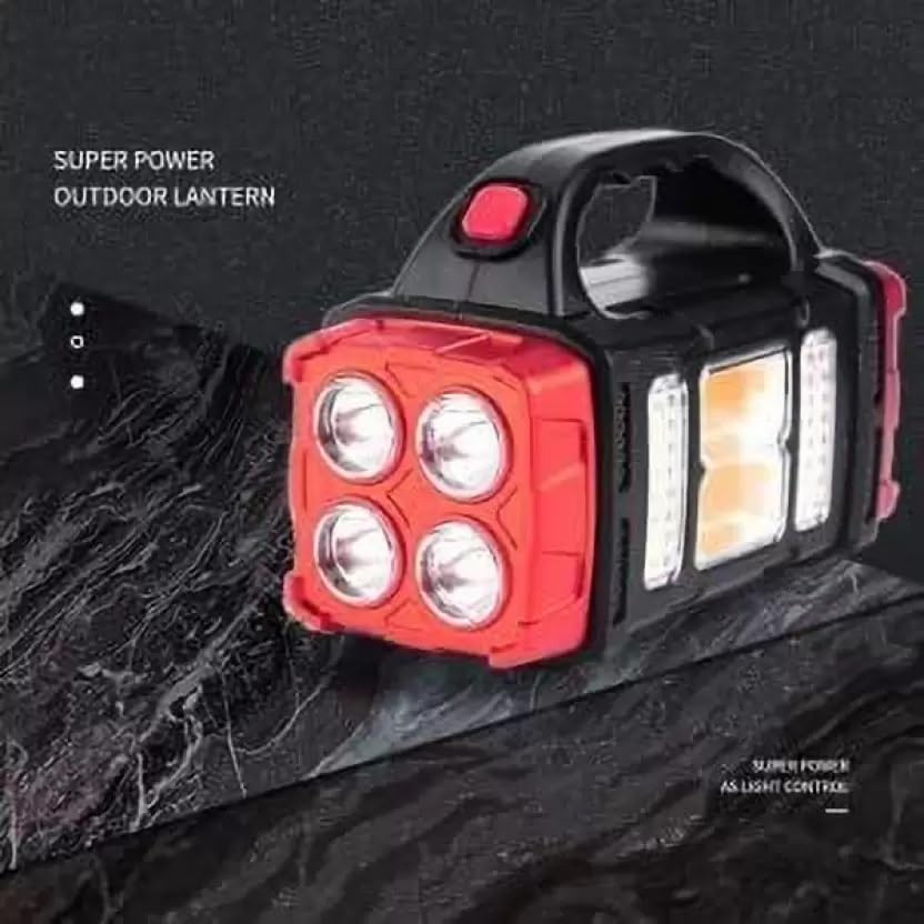 Image of Care 4 Multifunction Solar Waterproof Flashlight with USB Charging,Twin Bulb LED & COB 5 hrs Torch Emergency Light (Red)