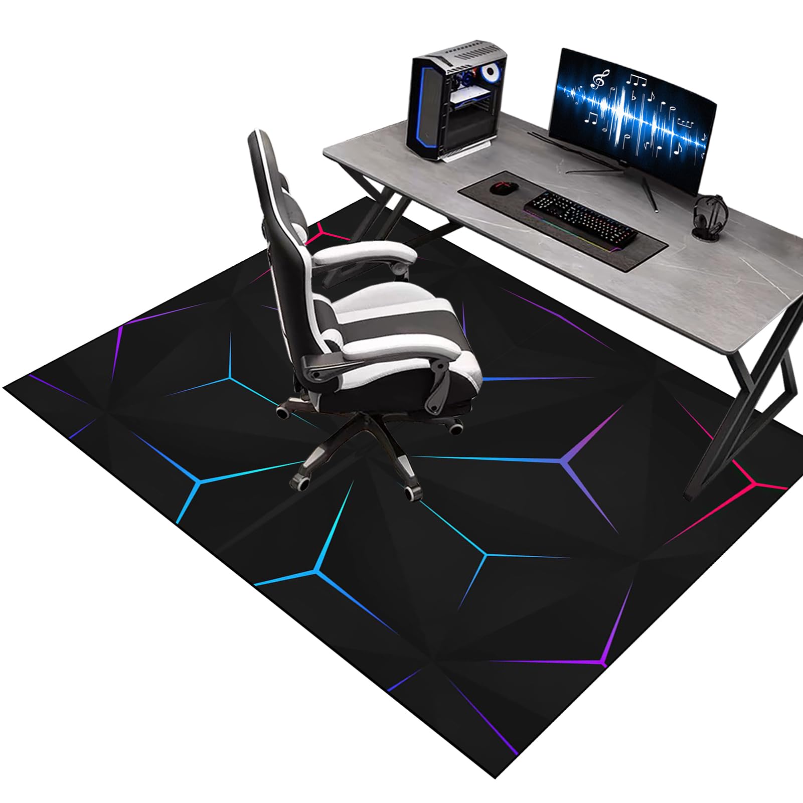 Gaming Chair Mat 60 x 80 cm, Office Chair Mat, Floor Protector Chair Wheels, Carpet for Hard Floors, Non-Slip Wood / Tile Protection Mat