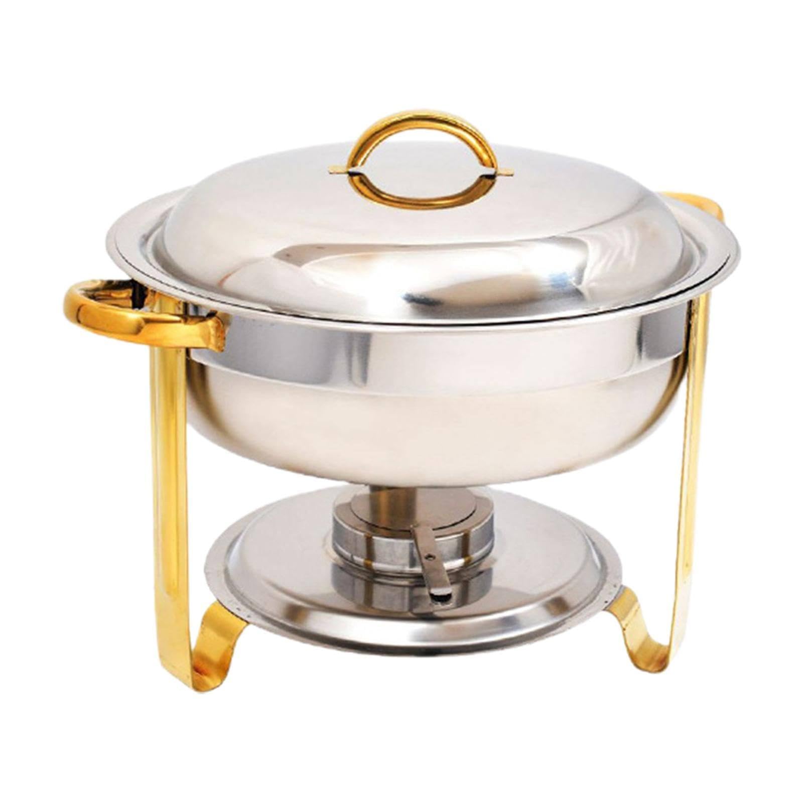 Set di pentole calde a buffet, piastra calda per catering rotonda da 4.5 litri in confezione da 2 con vassoio per l'acqua Set di pentole calde per buffet per catering, adatto per ristoranti, hotel.,B
