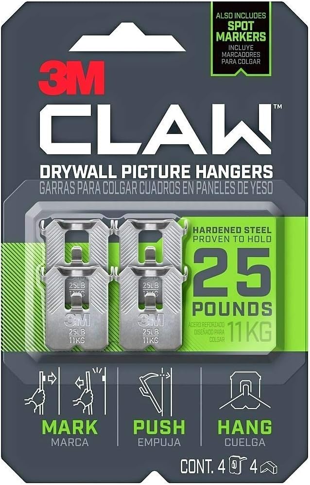 3M CLAWStrong Durable Drywall Picture Hanger (1 Pack, 4 Count)