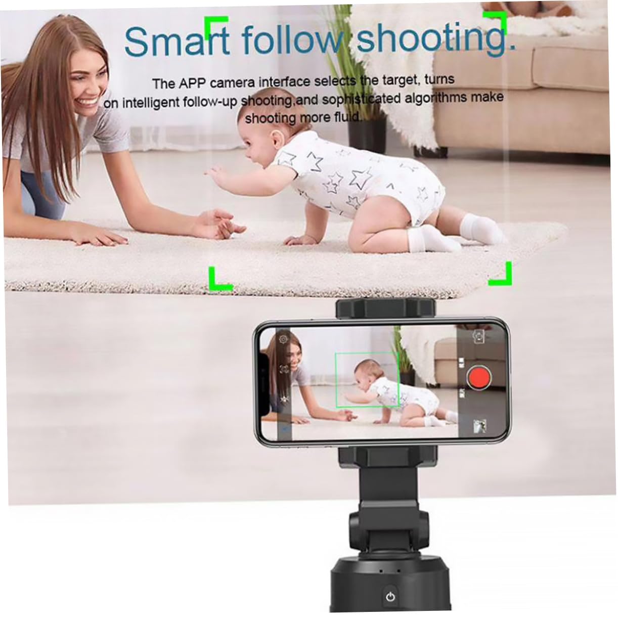 VILLCASE Treppiede per Smartphone con Rilevamento Facciale e Rotazione per Video Streaming e Registrazioni per Videochiamate e Visione Contenuti