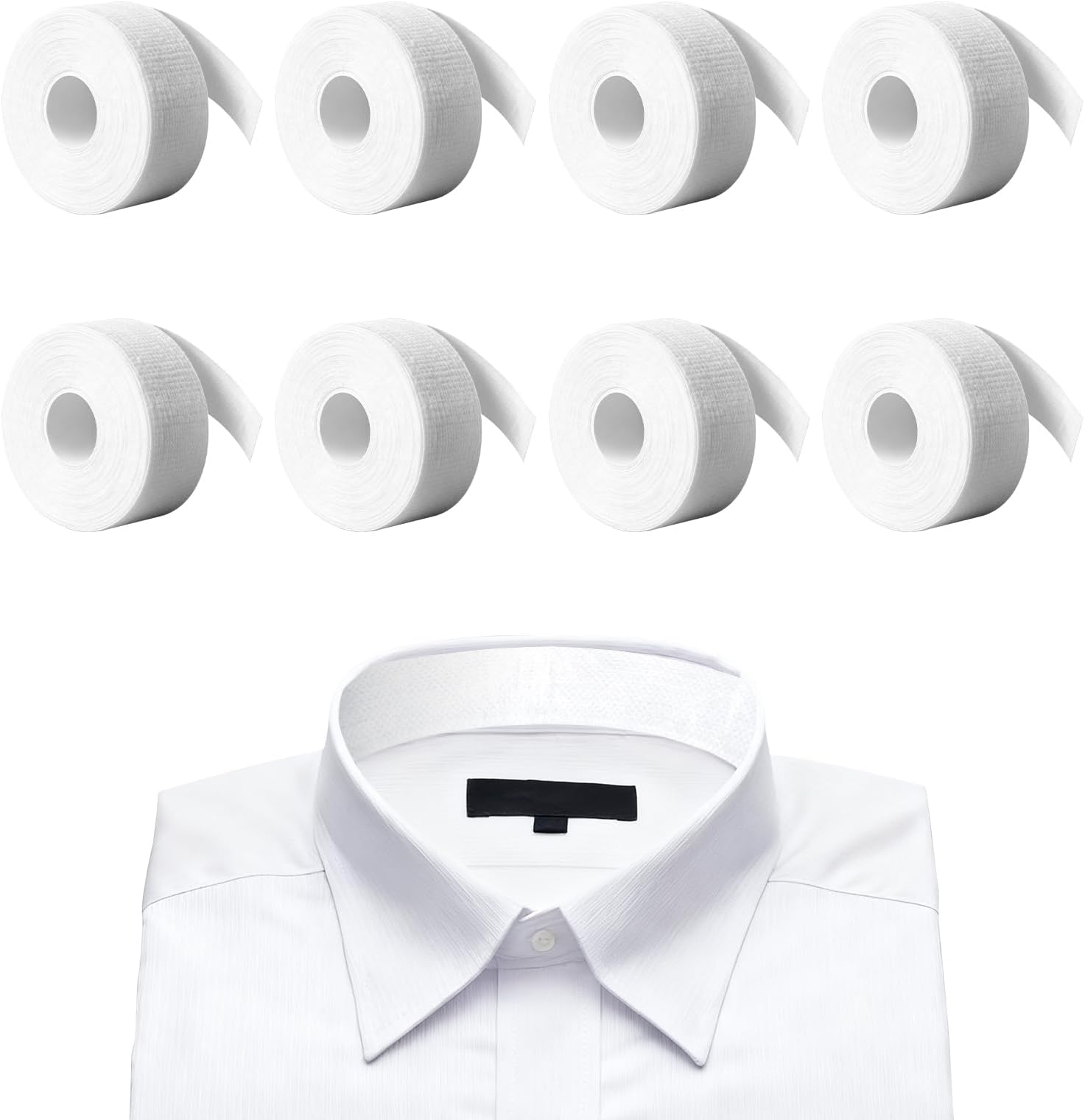 8 Rolls Shirt Collar Protector Sweat Pads, Self-Adhesive Collars Sweat Absorbing Pads, Invisible Hats Shirt Neck Liner Armpit Tape Patches for Men Women Against Stain