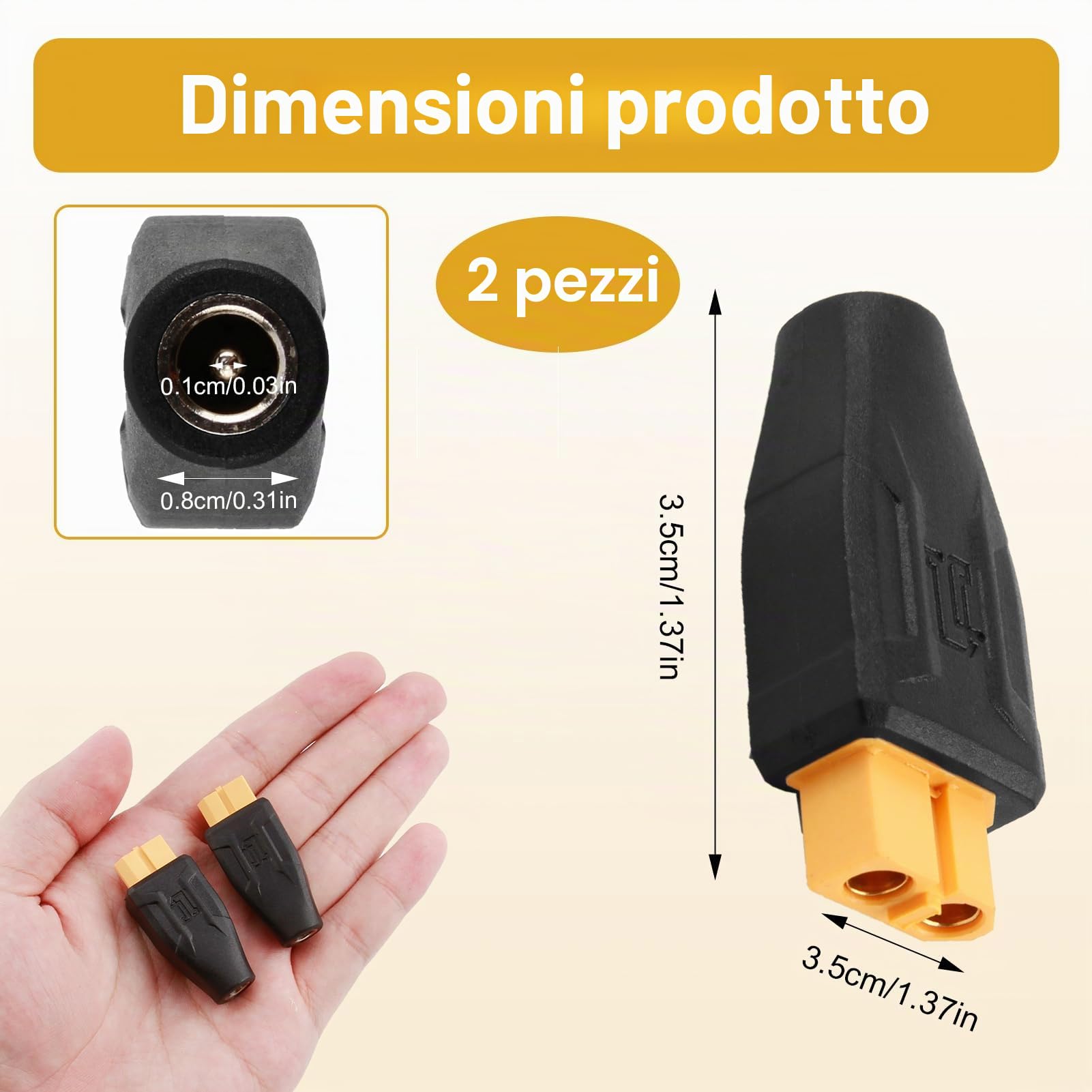 2 Pezzi Adattatori da XT60 a DC5521, Connettore XT60 Femmina a DC 5,5mm x 2,1mm Femmina Senza Filo, XT60 a DC Adattatore Impermeabile per Saldatore TS100 Monitor FPV Drone RC LiPo Pannelli Solari