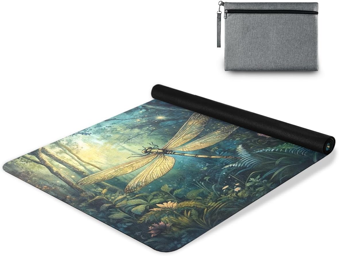 ALAZA Forest Magic Dragonfly Yoga Mat Non Slip Fitness Exercise Mat, Workout Mat for Yoga, Pilates and Floor Exercises