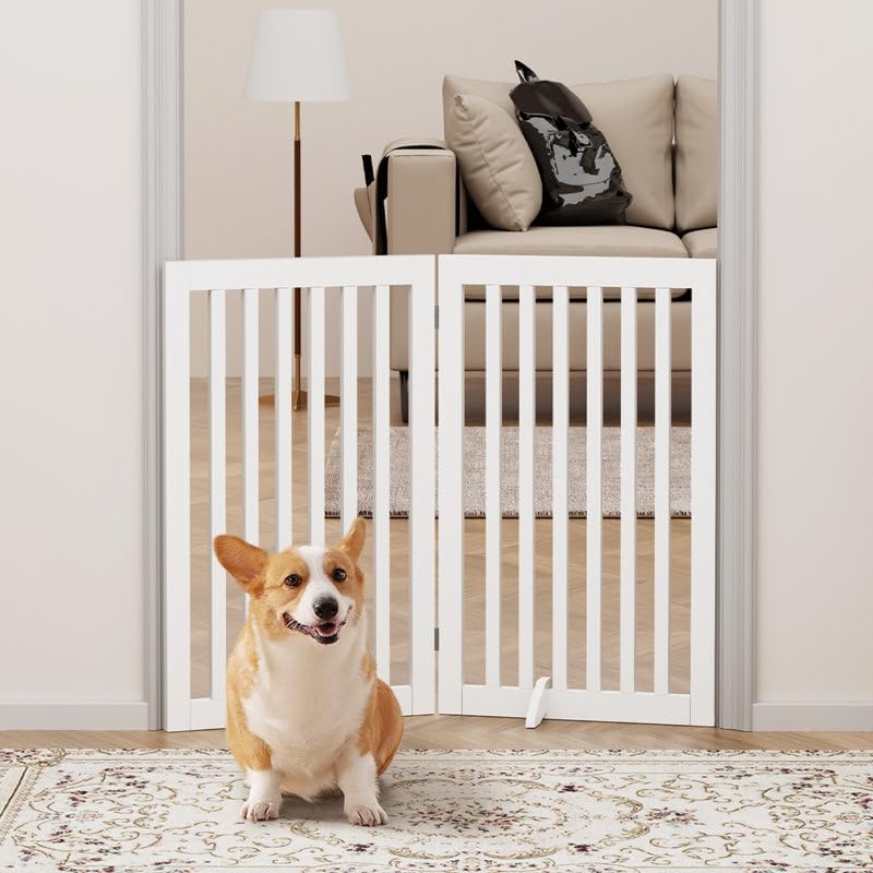 Image of Kids & Pets Safety Gate Partition | Extra Long Fence Pet Safety Barrier for Doorway, Stairs & Hallway - Freestanding Wide Puppy Gate Room Divider for Home Indoor Use (2 Panel)
