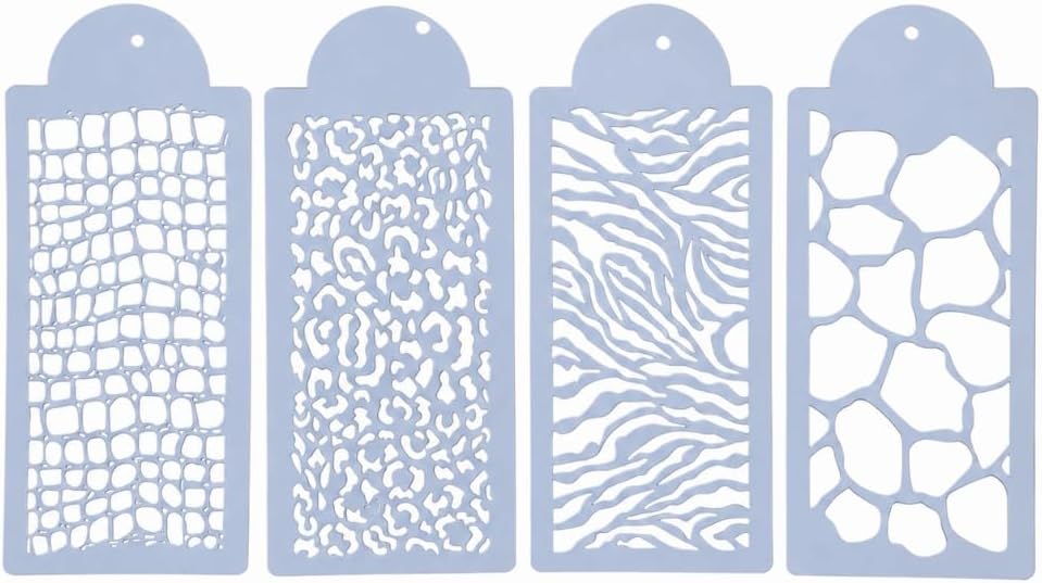 4-Piece Cake Decorating Stencils, Animal Print Set White
