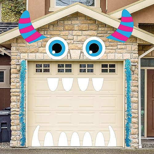 Joy Bang Trunk or Treat Car Decorations Kit, Monster Halloween Car Decor Decoartions for SUV Trunk or Treat Kits Ideas with Blue Tinsel Garland Decor and Large Eyes Fangs by Joy Bang - Image 2