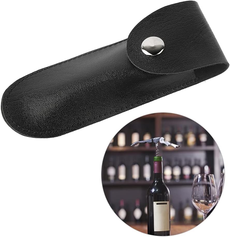 Akozon Compact Leather Bottle Opener Case - Small PU Bag for Wine Tools, Storage for Ease of Use, Available in Multiple Colors (Black)
