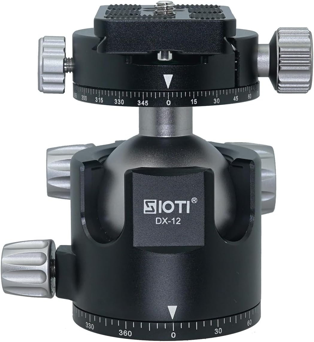 SIOTI Camera Tripod Low Profile Ball Head Mount Adapter, Compatible with DSLR Camera, Mirrorless Camera, Camcorder, Telescope, Action Camera, Slider (44mm Diameter Ball)
