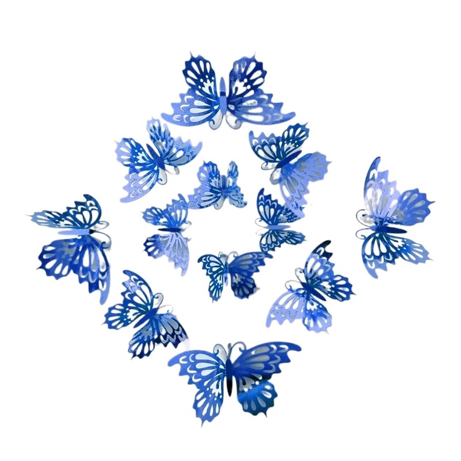 3D Butterfly Wall Decoration 12Pcs 3D Hollow Butterfly Wall Sticker Blue Red Black Wedding Decoration Living Room Home Decor Butterflies Decal Stickers(E Blue)