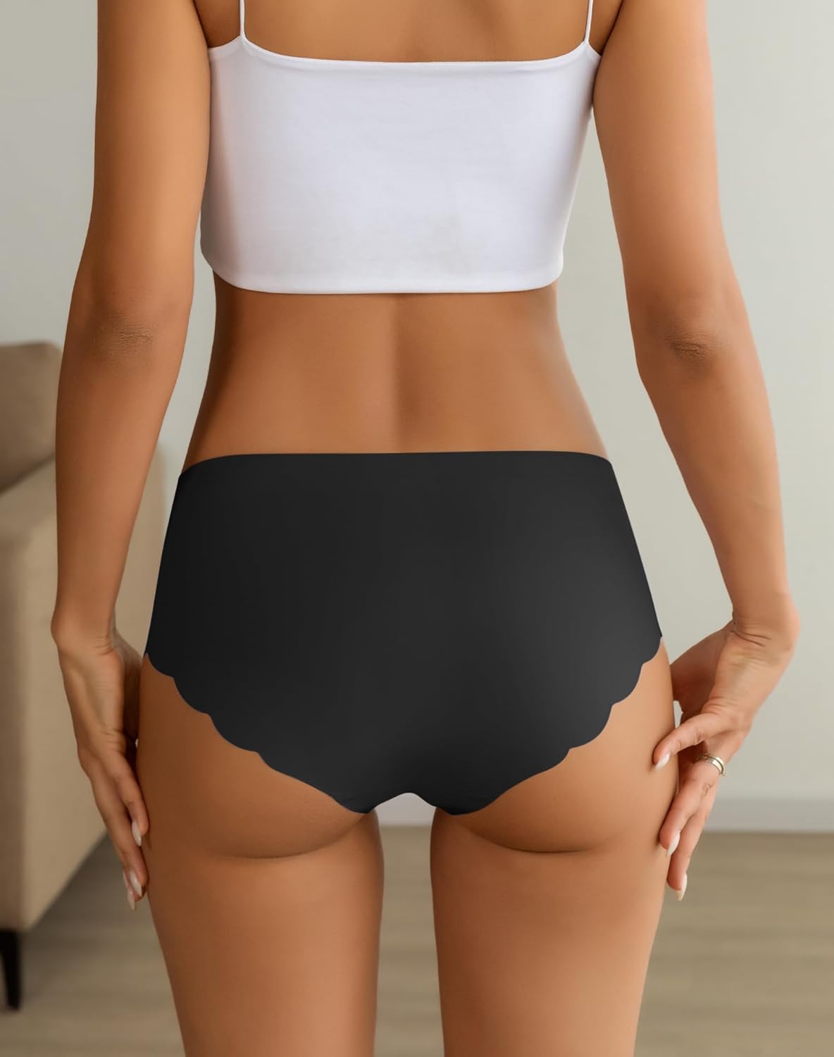 Seamless Underwear for Women Mid Waist No Show Stretch Panties Ladies Invisible Wave Edge Briefs 6 Pack - Image 4