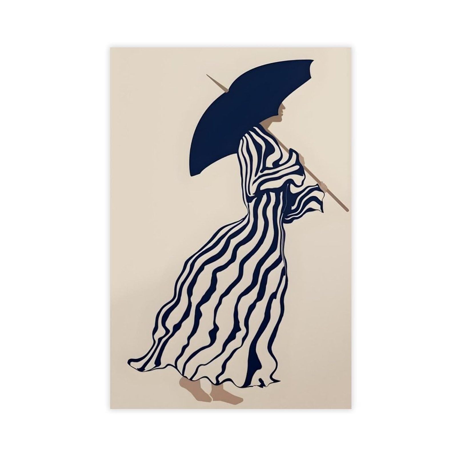 Nffbgfd Abstract People Navy Blue Large Canvas Poster Bedroom Decor Landscape Decor Gift 24X36inch(60X90cm)