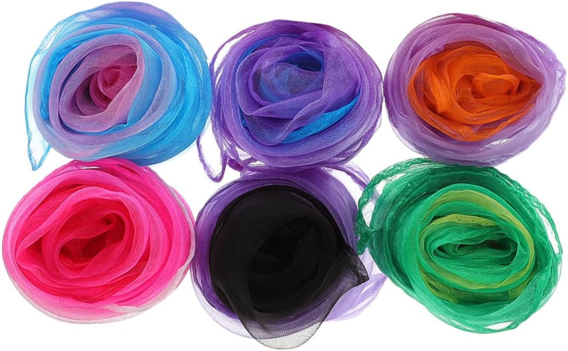 6pcs Elegant Chiffon Dance Scarves Boys and Girls Juggling Scarves Multi Random Color