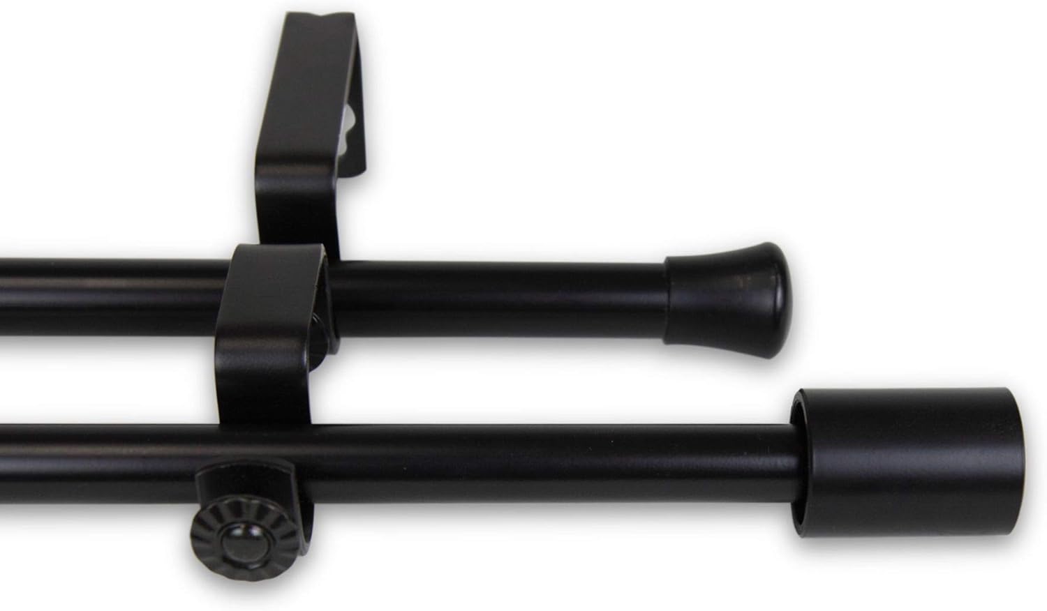 51" Black Double Curtain Rod with Mounting Brackets