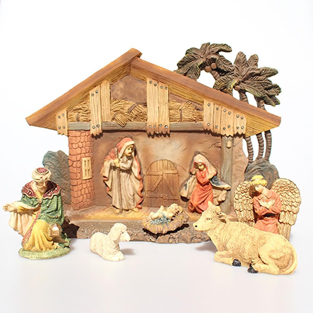 Nativity Sets for Christmas Indoor 8 Pieces, Classic Nativity Scene Resin Figurines Set Holidays Religious Decorations Tabletop Home Decor
