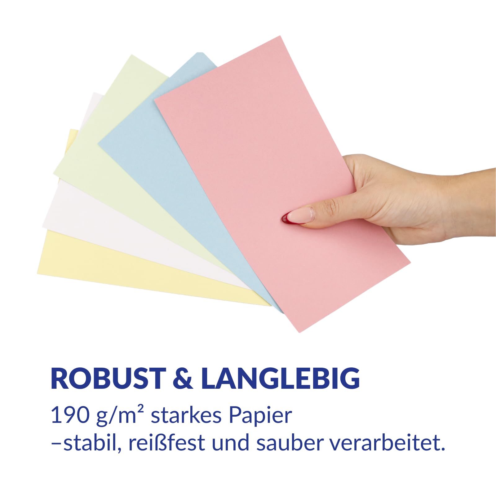 Westcott Moderationskarten 200 Stück Pastellfarben Mix (15er-Pack) | Robuste Karteikarten 190gr/m² | Format 10,5 x 20 cm ideal für Moderationskoffer, Workshops, Seminare | E-733324 00